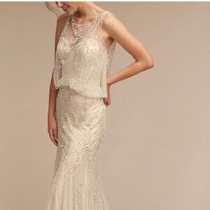 Anthropologie BHLDN Jacinda Wedding Gown Beaded Art Deco - Size 4 6 8